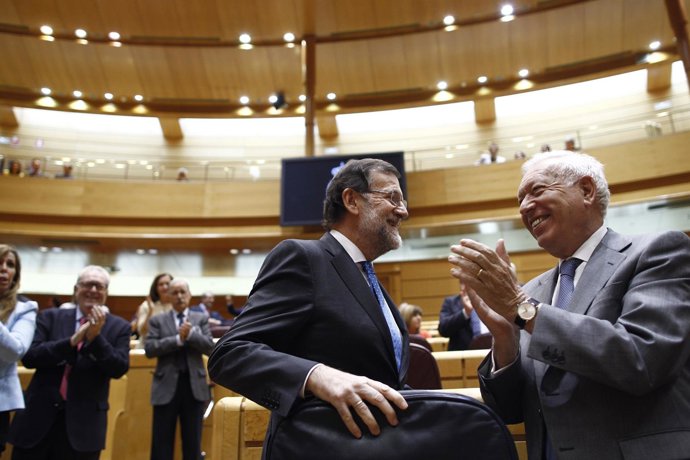 Mariano Rajoy y José Manuel García-Margallo en el Senado