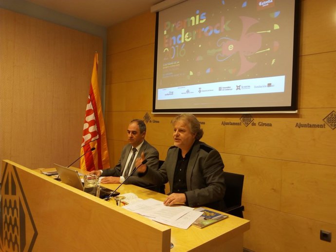 El alcalde de Girona, A.Ballesta, y el dtor de la revista Enderrock, Ll.Gendrau