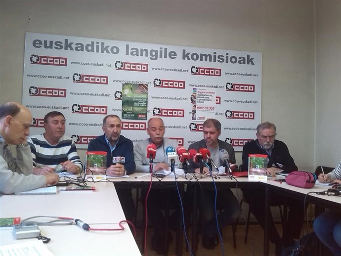 Unai Sordo y otros dirigentes de CCOO