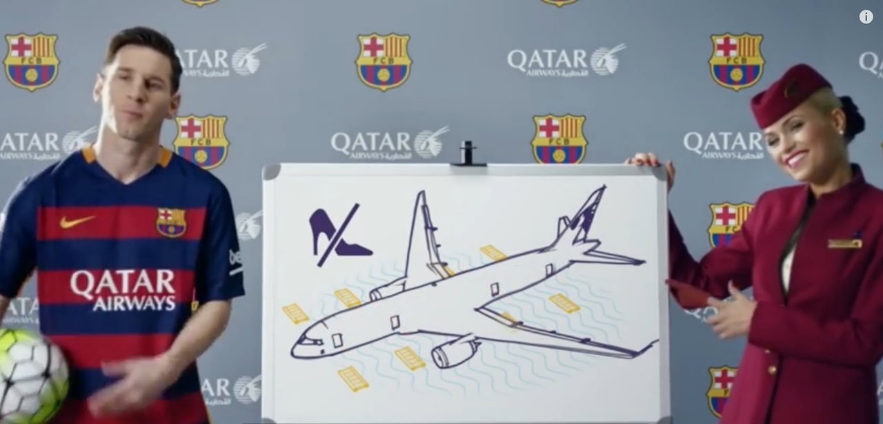Messi en un anuncio de Qatar Airways