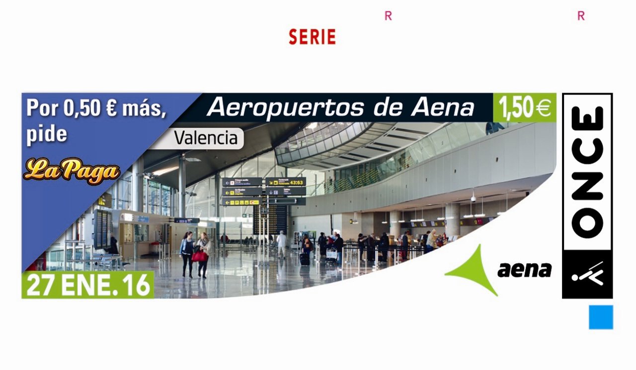 Cupón de la ONCE dedicado al aeropuerto de Valencia