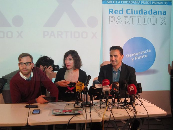 Rubén Sáez (Partido X) Simona Levi, Hervé Falciani (activistas)
