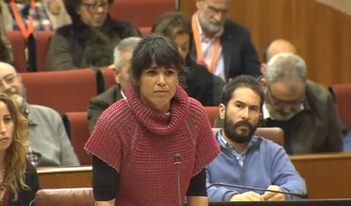 La secretaria general de Podemos Andalucía, Teresa Rodríguez, en el Pleno