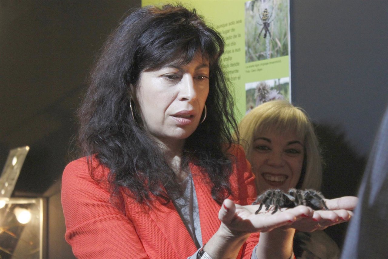 La concejal de Cultura y Turismo, Ana Redondo, sujeta una araña en su mano