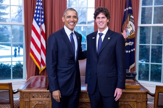 Martin Lausteau con Obama