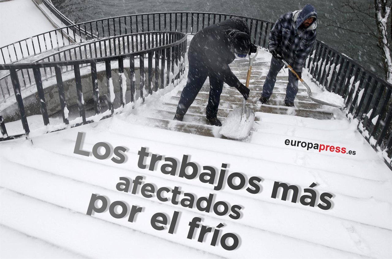 Trabajadores nieve frío
