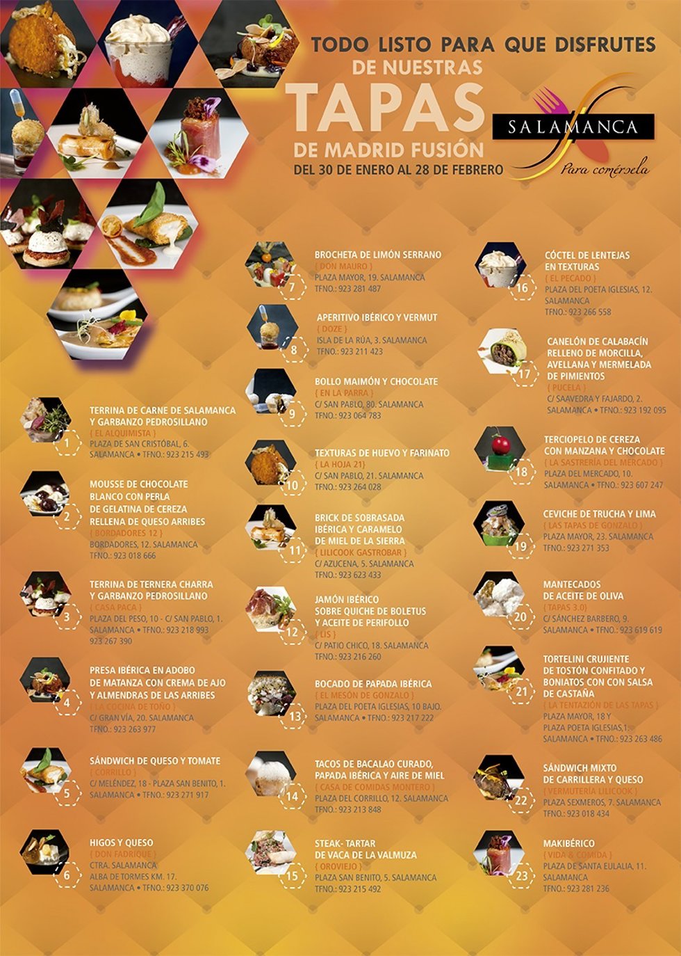 Cartel de las tapas de Salamanca