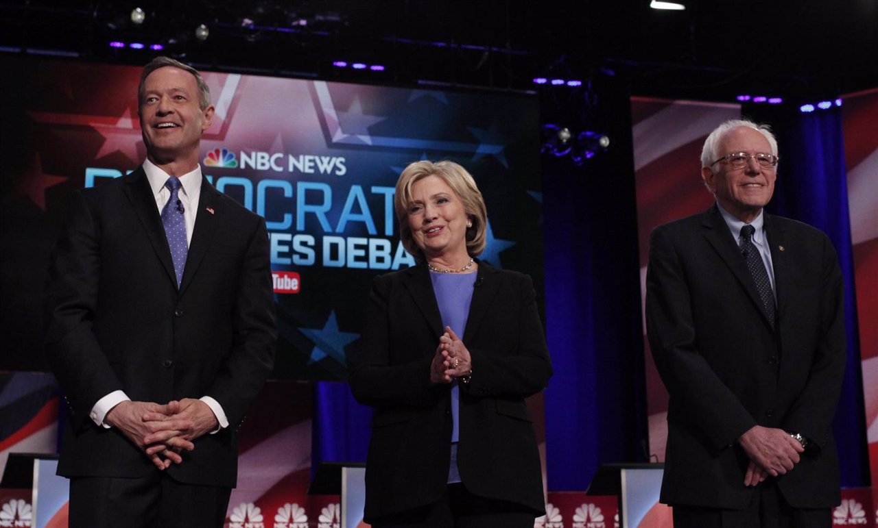 Martin O'Malley, Hillary Clinton y Bernie Sanders