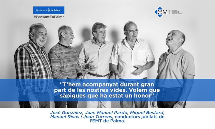 Imagen de los cinco conductores jubilados