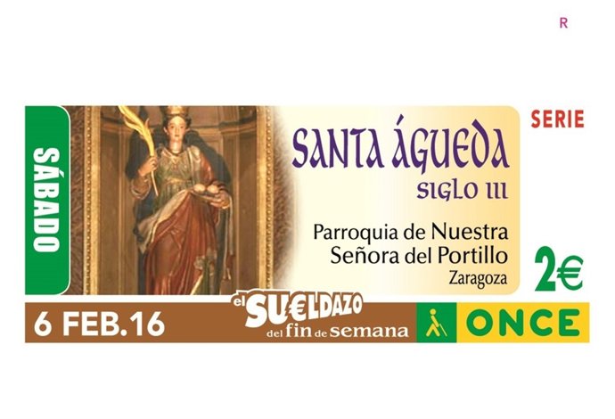 El cupón de la ONCE muestra la imagen de Santa Águeda de la Iglesia del Portillo