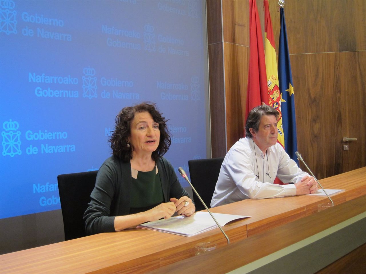 María José Pérez Jarauta y Aurelio Barricarte en la rueda de prensa