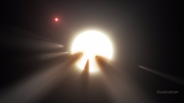 Una estrella tras un enjambre de cometas