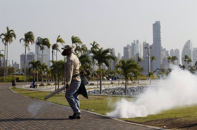 A health worker carries out fumigation as part of preventive measures against th