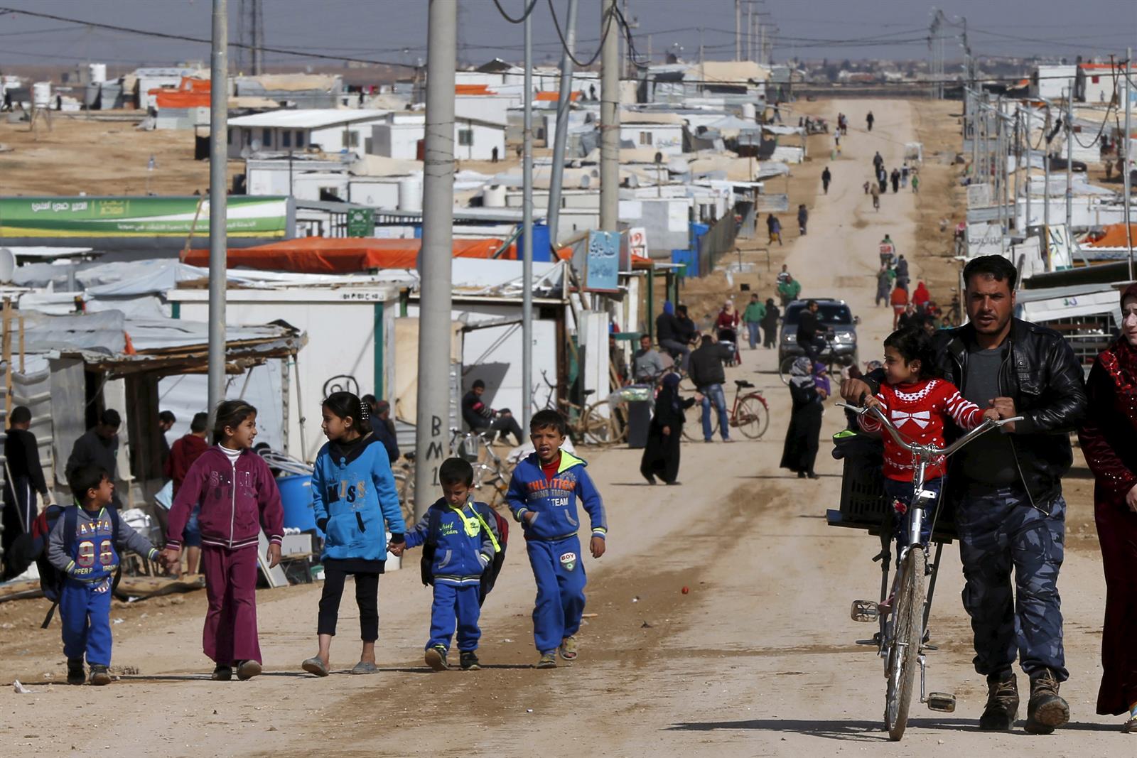 Refugiados en el campamento de Zaatari, en Jordani