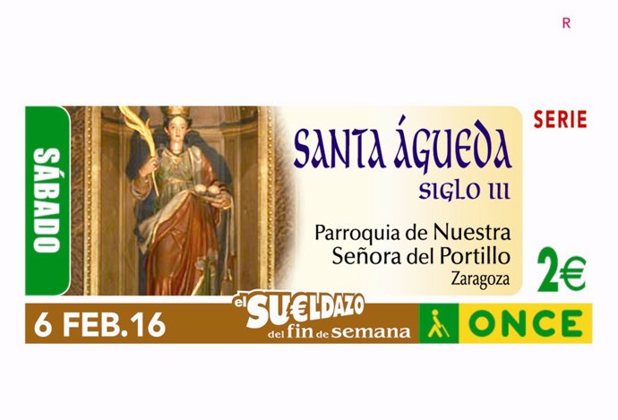 La imagen de Santa Águeda, en el cupón de la ONCE de este sábado