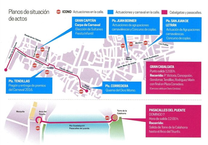 Planos de situación y actuaciones del Carnaval en la Calle