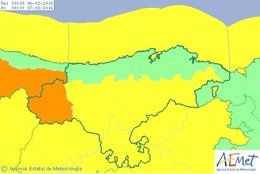 Mapa de alertas de la AEMET para Cantabria