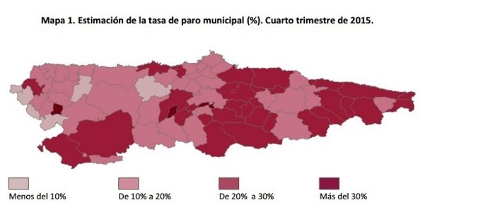 Informe del paro cuarto trimestre 2015 en Asturias por municipios