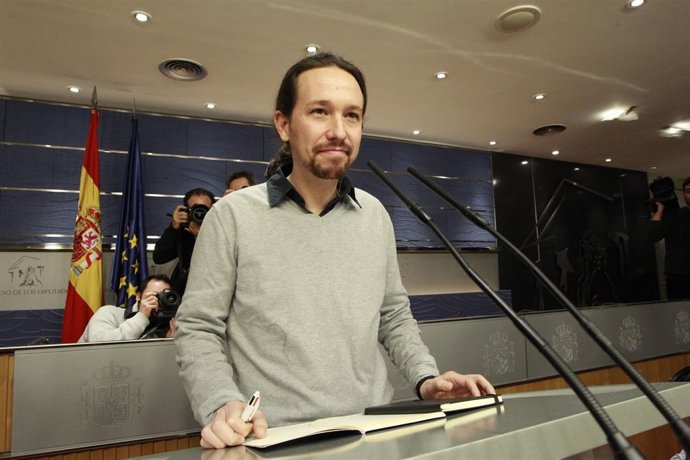 Rueda de prensa de Pablo Iglesias tras reunirse con Pedro Sánchez