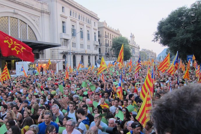 Gran manifestación independentista en el centro de Barcelona en la Diada. 11 de 