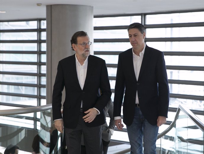 Mariano Rajoy y Xavier Albiol participan en una reunión del PP catalán