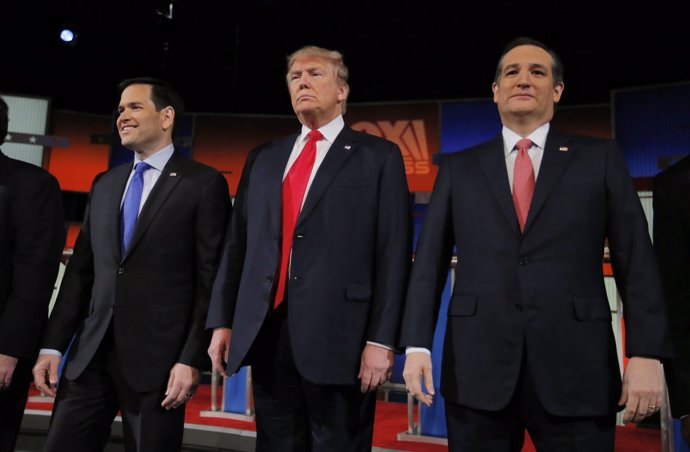 Marco Rubio, Donald Trump y Ted Cruz