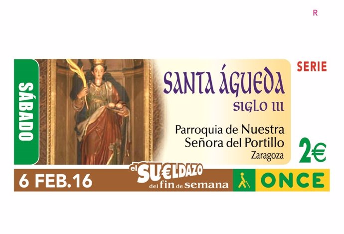 El cupón de la ONCE muestra la imagen de Santa Águeda de la Iglesia del Portillo
