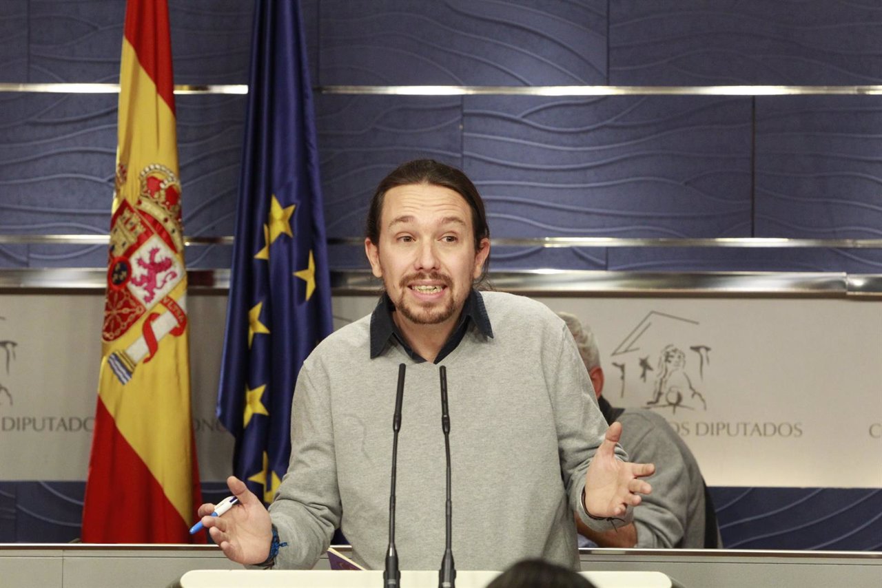 Rueda de prensa de Pablo Iglesias tras reunirse con Pedro Sánchez