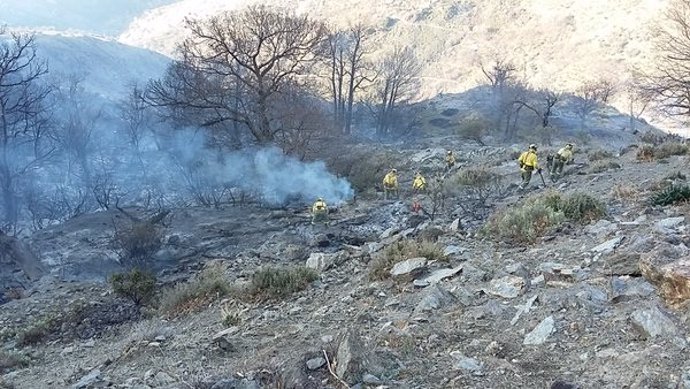 Imagen de la zona afectada por el incendio de Lanjarón, ya estabilizado