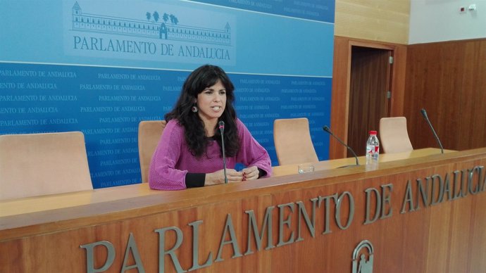 La secretaria general de Podemos Andalucía, Teresa Rodríguez, en rueda de prensa
