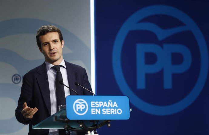 Pablo Casado en rueda de prensa