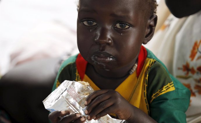 Niño refugiado de Sudán del Sur
