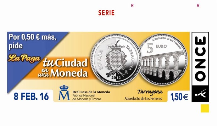 Imagen del cupón del sorteo de la ONCE de este lunes