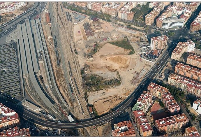 Vista aérea de las obras del Parque Central