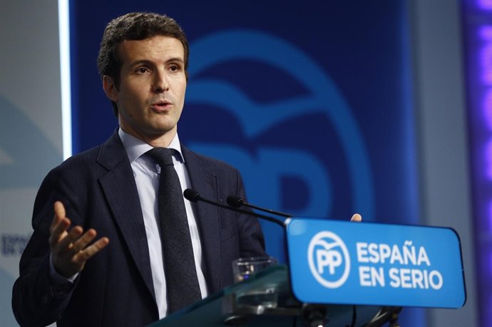 Pablo Casado en rueda de prensa