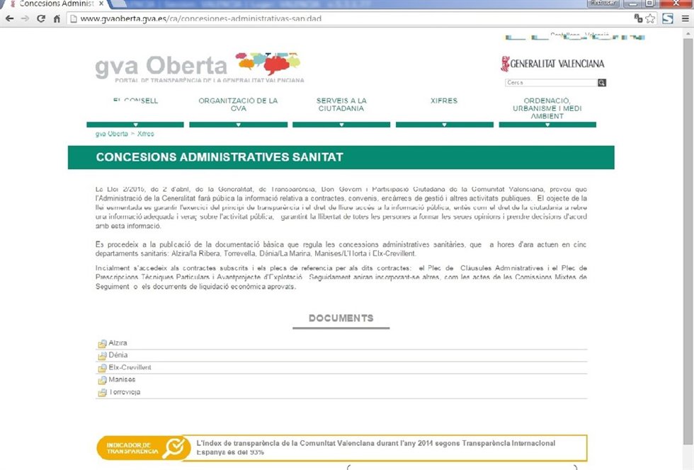 Sanidda publica los contratos de las concesionariarias