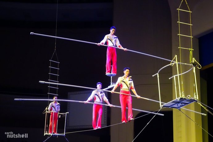 Funambulistas de la compañía Pyongyang de Corea del Norte