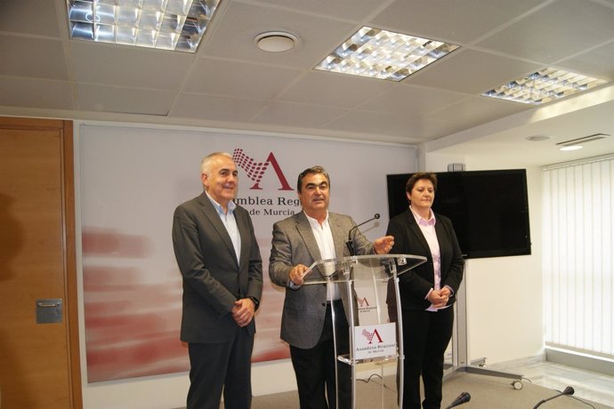 Jesús Navarro (PSOE) en el centro tras comosión desaladora Escombreras