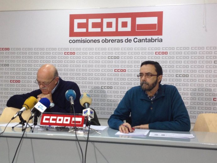 Los sindicalistas Javier González y Carlos Meix en rueda de prensa
