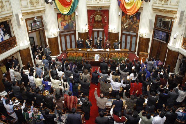 A view of Bolivian Congress during President Evo Morales swearing-in ceremony at