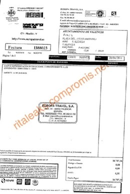 Imagen de una de las facturas publicadas en la web Ritaleaks