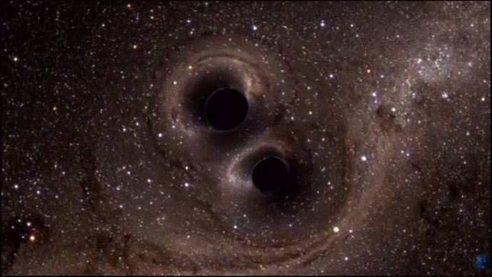 Ondas gravitacionales en la fusión de dos agujeros negros