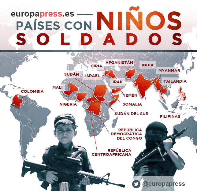 Mapa de niños soldado en el mundo
