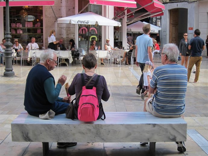 Turistas, mayores, ancianos, descanso, turismo, banco, 