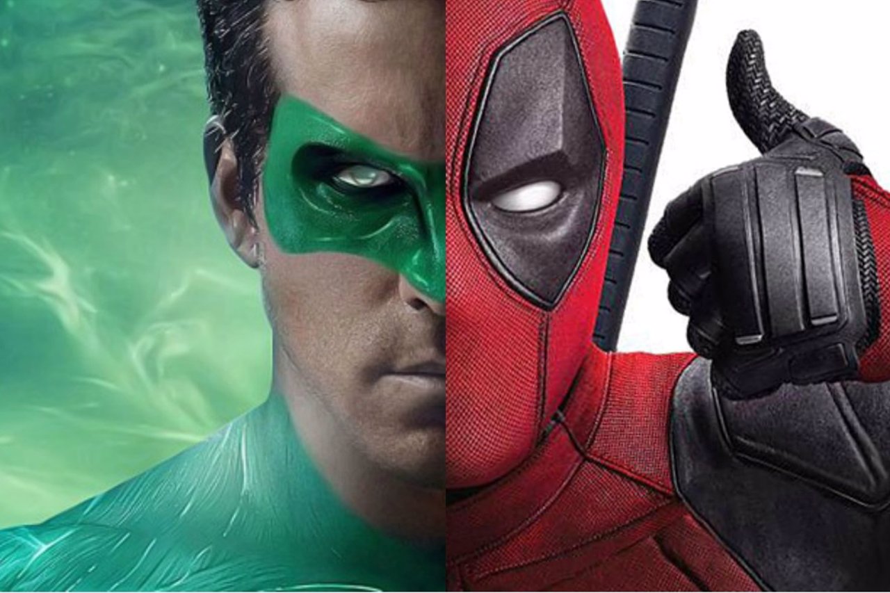 Collage del actor Ryan Reynolds como Deadpool y Green Lantern