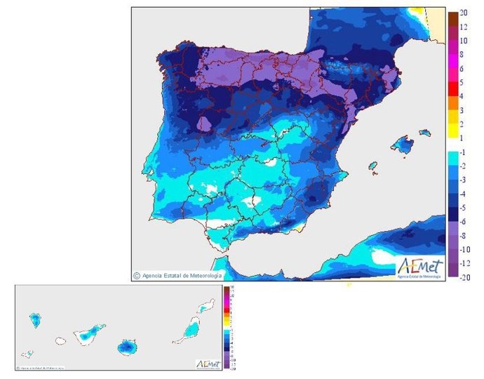 Variación de temperaturas máximas respecto al día anterior