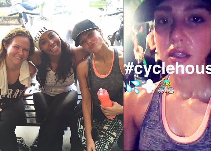 Jessica Alba y su 'selfie más cansado' tras hacer spinning