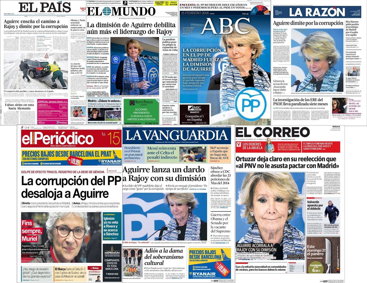Portadas de este lunes, 15 de febrero 