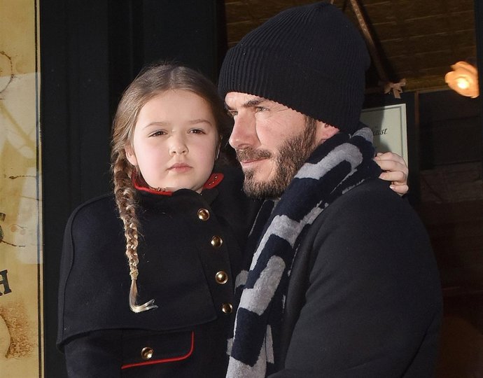 Victoria Beckham, David Beckham their children leave the Balthazar restaurant an