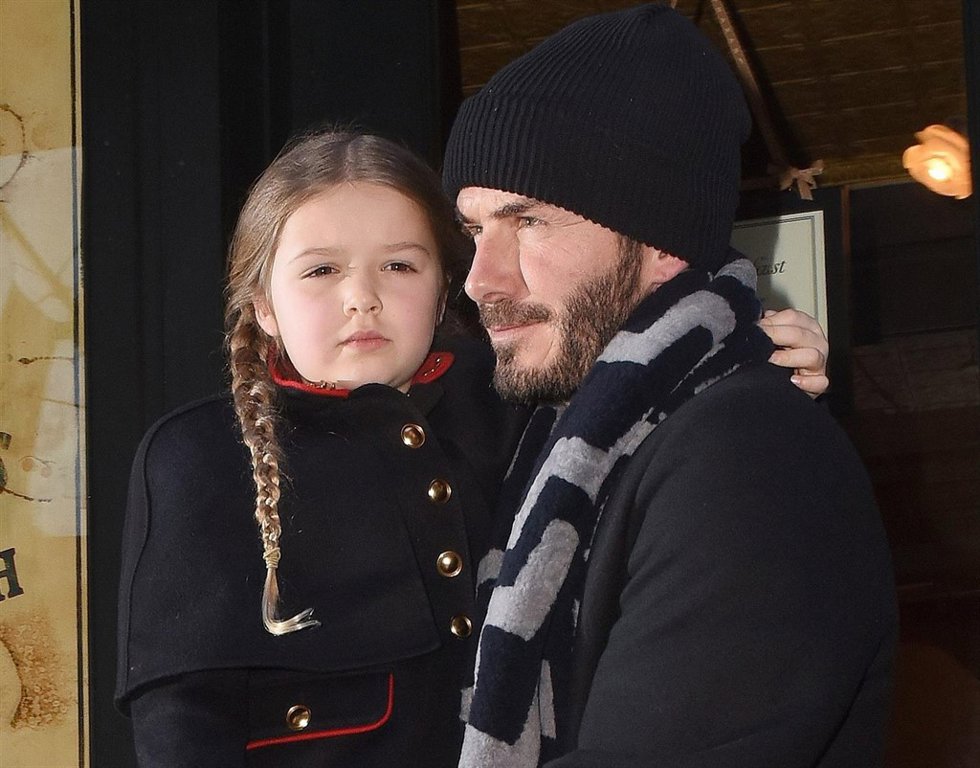 Victoria Beckham, David Beckham their children leave the Balthazar restaurant an